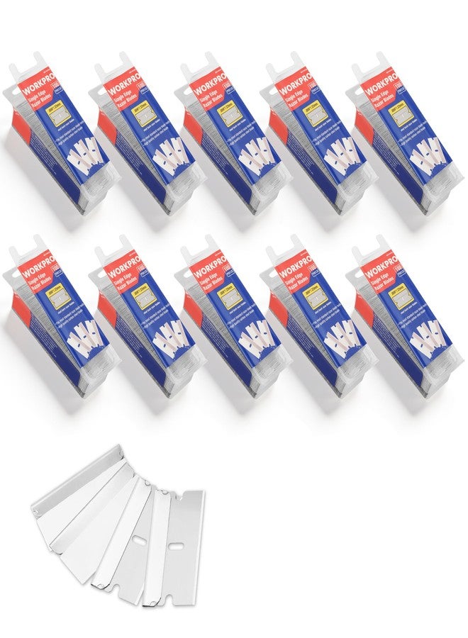 ووركبرو شفرات حلاقة أحادية الحافة من WORKPRO، عبوة من 1000 شفرة، شفرات كاشطة صناعية، شفرات حلاقة أحادية الحافة من الفولاذ عالي الكربون - Image 1